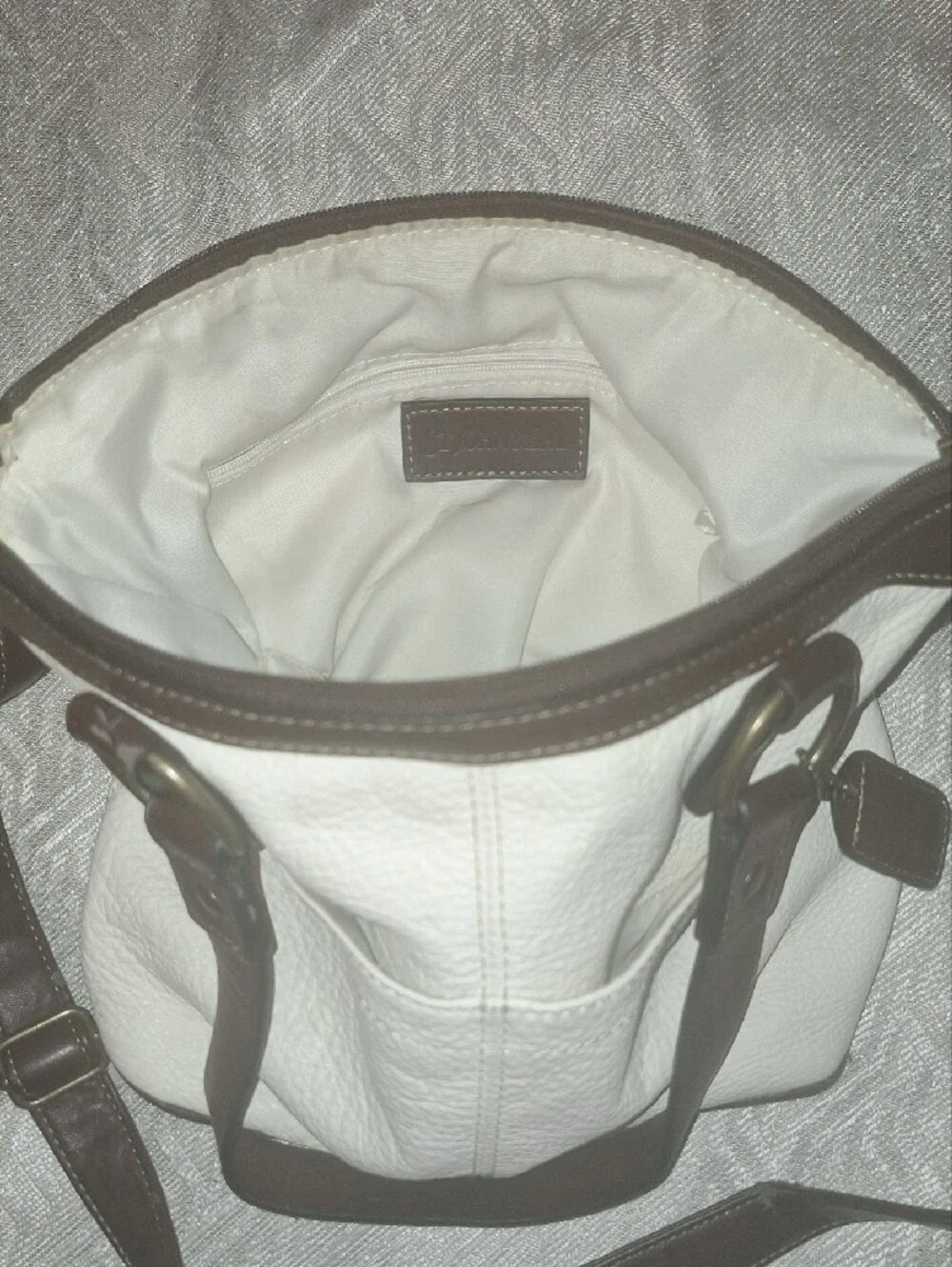 SAINT JOHN'SBAY White and Brown Leather Convertible Shoulder Bag